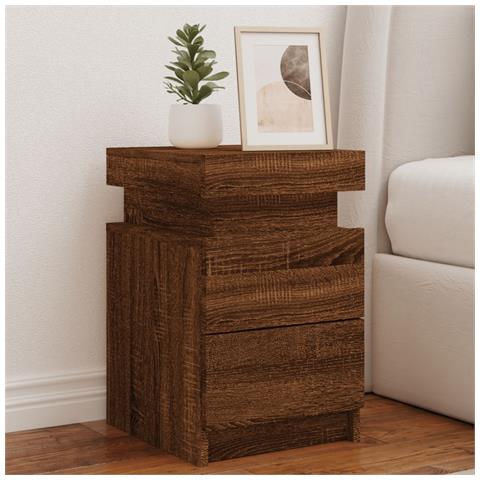 Comodini Con Luci Led 2pz Rovere Marrone 35x39x55 Cm - Foto 1