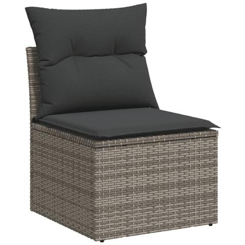 Divano Giardino Senza Braccioli Con Cuscini Grigio Polyrattan - Foto 2
