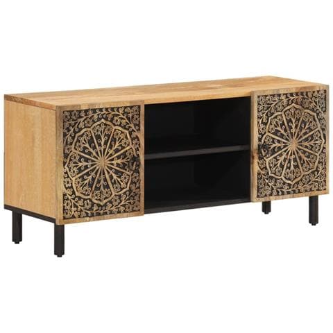 Mobile Porta Tv 105x33x46cm In Legno Massello Di Mango - Foto 2