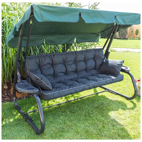 Cuscino Per Altalena Hollywood, Morbido Cuscino Per Seduta, Resistente Cuscino Per Altalena Da Giardino, Cuscino Adatto Per Roulotte, Cuscino Per Panca Con Schienale. Larghezza 140 Cm - Nero - Foto 2