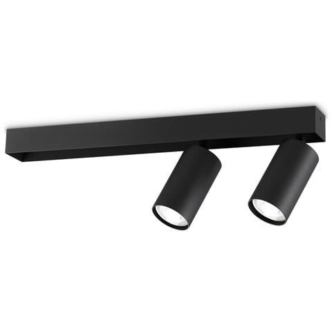 Plafoniera Contemporanea Profilo Metallo Nero 2 Luci Gu10 28w 3000k Ip20 - Foto 1