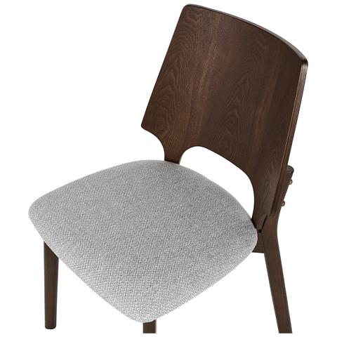 Set Di 2 Sedie Da Pranzo Tessuto Grigio Chiaro E Legno Scuro Abee - Foto 2