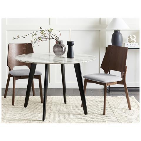 Set Di 2 Sedie Da Pranzo Tessuto Grigio Chiaro E Legno Scuro Abee - Foto 1