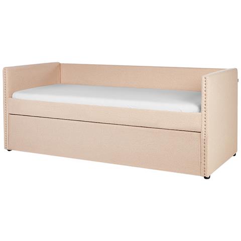 Letto Estraibile Bouclé Troyes 90 X 200 Cm Rosa Pesca - Foto 2