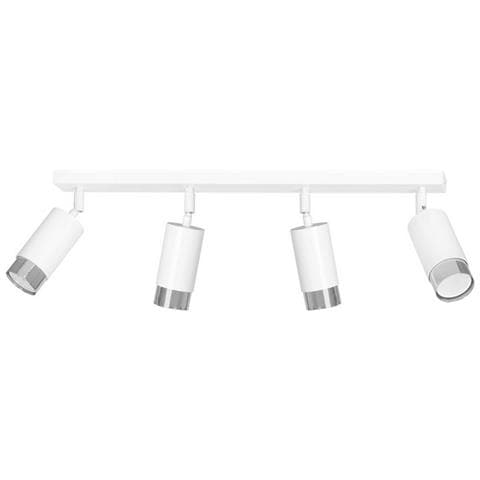 Lampada A Soffitto Hiro - Bianco, Cromo - Acciaio Verniciato A Polvere - 60x19x6 Cm - Foto 1