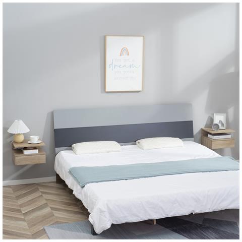 Set Da 2 Comodini Moderni Sospesi Con Cassetto E Ripiano In Legno 35x32x22.5cm, Rovere - Foto 6