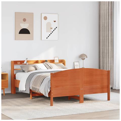 Letto Senza Materasso Marrone Cera 120x200 Cm In Legno Di Pino - Foto 1