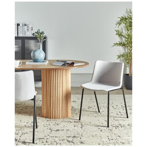 Sedia Da Pranzo Esbon Set Di 2 Tessuto Bianco Sporco - Foto 1