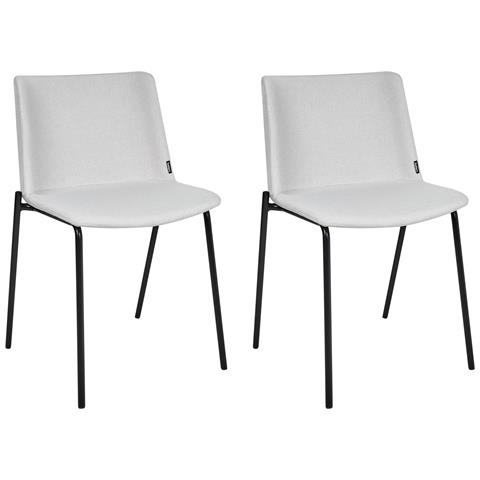Sedia Da Pranzo Esbon Set Di 2 Tessuto Bianco Sporco - Foto 2