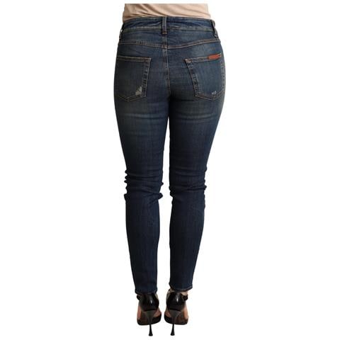 Jeans Skinny In Cotone Elasticizzato Blu Scuro - It38-xs - Foto 3