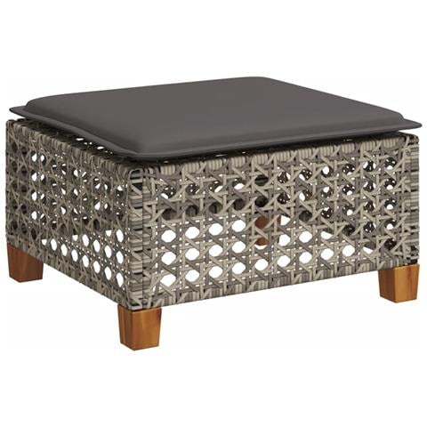 Sgabello Giardino con Cuscino Grigio 63,5x56x32cm in Polyrattan - Foto 1