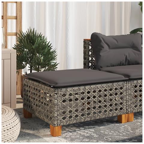 Sgabello Giardino con Cuscino Grigio 63,5x56x32cm in Polyrattan - Foto 9