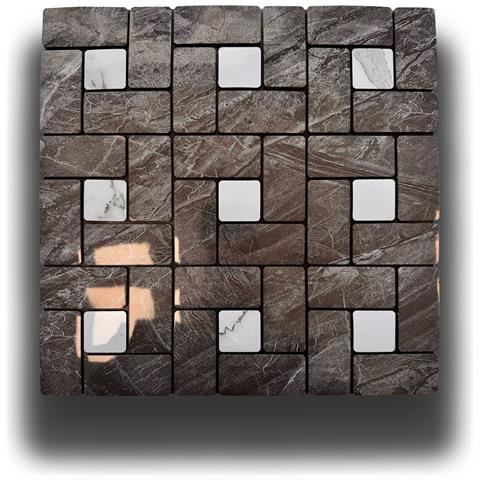 Piastrelle 3d Autoadesive In Pet Acustiche E Isolanti 30x30cm (4mm Spessore) Mosaico Nero E Carrara - Foto 1