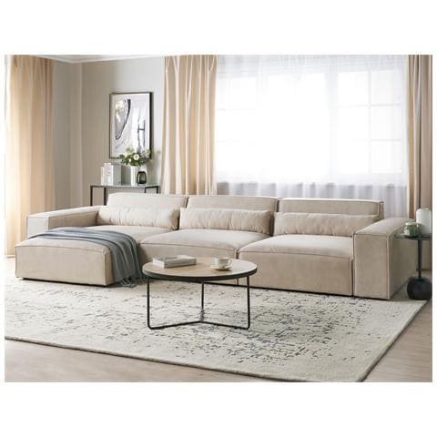 Divano Angolare Hellnar Velluto Beige Chiaro Destra - Foto 1