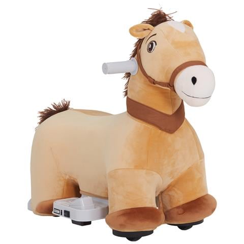 Cavallo Cavalcabile Elettrico 6V per Bambini da 18-36 Mesi con Ruote in PU e Musica, Marrone - Foto 1