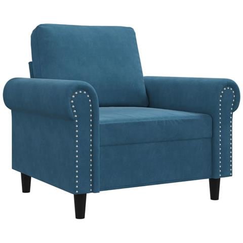 Poltrona Blu 60 Cm Velluto - Foto 2