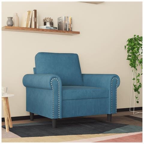 Poltrona Blu 60 Cm Velluto - Foto 3