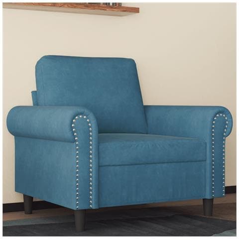 Poltrona Blu 60 Cm Velluto - Foto 1