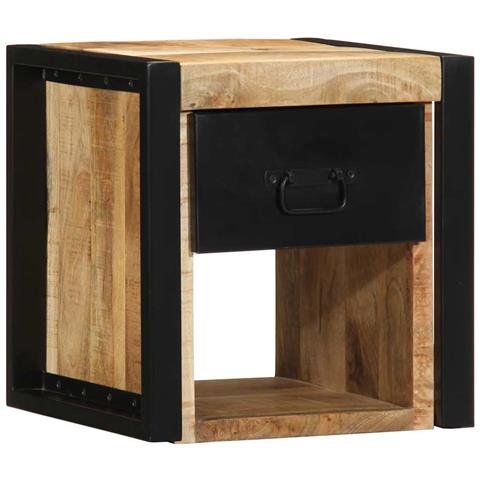 Comodino 40x35x40 Cm In Legno Grezzo Massello Di Mango - Foto 1