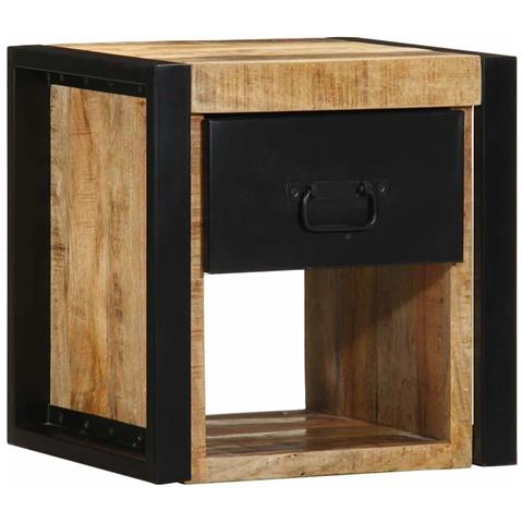 Comodino 40x35x40 Cm In Legno Grezzo Massello Di Mango - Foto 3