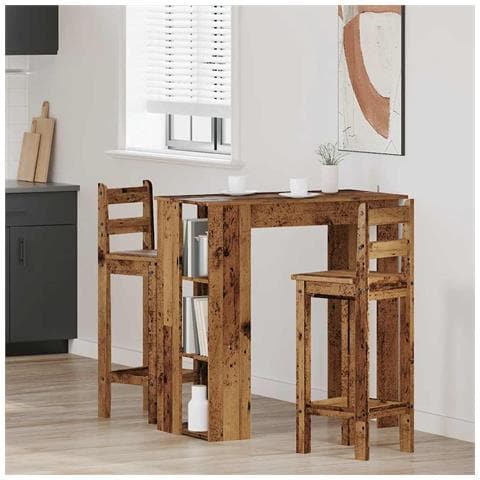 Tavolo Bar Con Ripiano Antico 102x50x103,5 Cm Truciolato - Foto 3