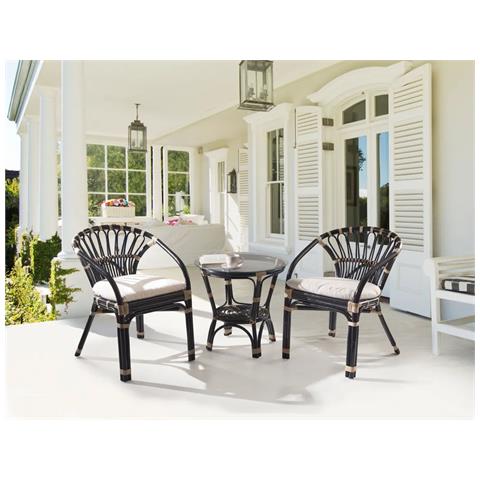 Set Bistrot Con Cuscini Pecorini Rattan Nero - Foto 1