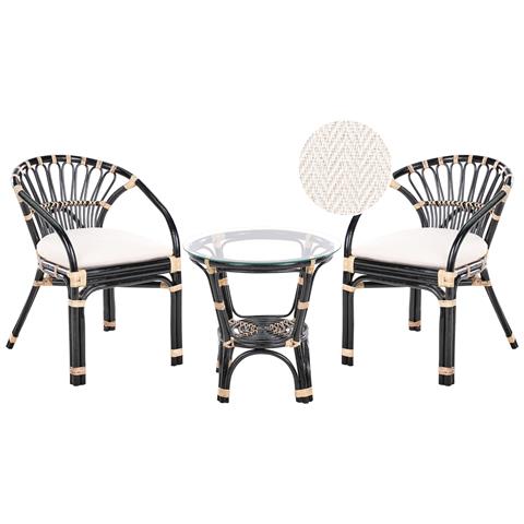 Set Bistrot Con Cuscini Pecorini Rattan Nero - Foto 2