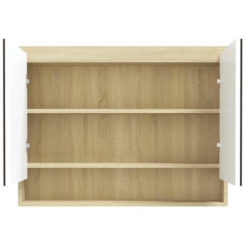 Lusso Casadino - Armadietto Bagno Con Specchio 80x15x60cm In Mdf Bianco E Rovere - Foto 2