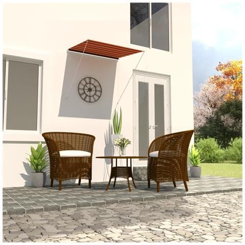 Lusso Casadino -  Tenda Da Sole Retrattile 150x150 Cm Arancione E Marrone - Foto 8