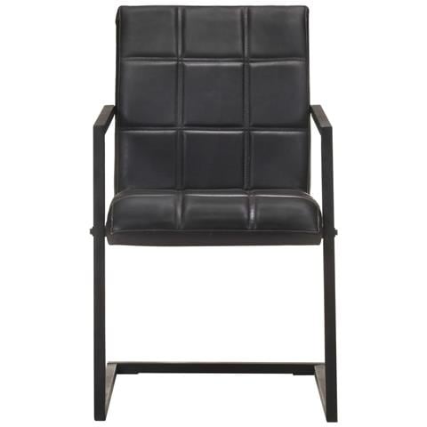 Lusso Casadino - Sedie Da Pranzo A Sbalzo 6 Pz Nere In Vera Pelle - Foto 1