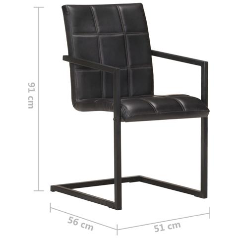 Lusso Casadino - Sedie Da Pranzo A Sbalzo 6 Pz Nere In Vera Pelle - Foto 6