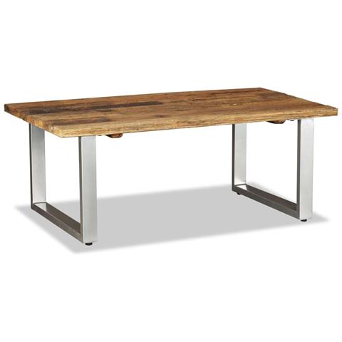 Tavolino Da Salotto In Legno Massello Recuperato 100x60x38 Cm - Foto 2