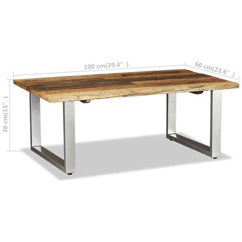 Tavolino Da Salotto In Legno Massello Recuperato 100x60x38 Cm - Foto 8