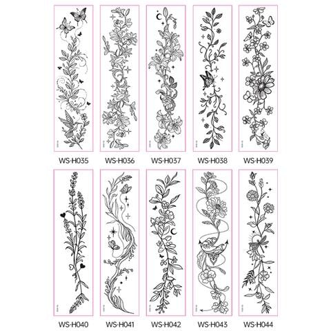 Tatuaggi Temporanei Di Fiori Di Campo - Set Da 10 Fogli - Foto 1