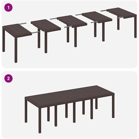 Tavolo da giardino  Marrone 250x100x73 cm in Poly Rattan - Foto 9