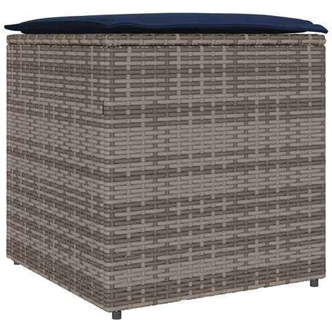 Scatola di Stoccaggio Grigio e Blu Navy Rattan e Cuscino in Tessuto - Foto 1