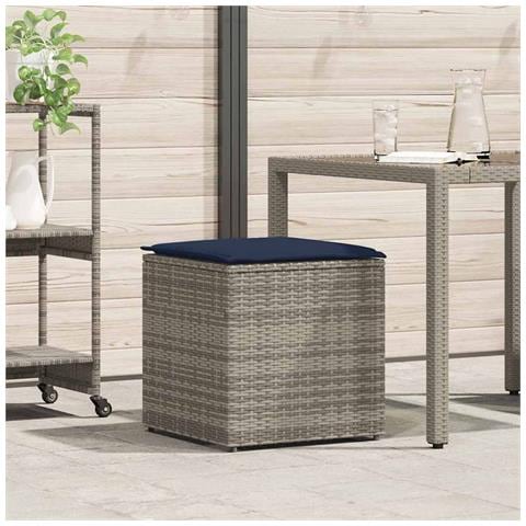 Scatola di Stoccaggio Grigio e Blu Navy Rattan e Cuscino in Tessuto - Foto 2