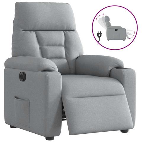 Poltrona Elettrica Reclinabile Grigio Chiaro in Tessuto - Foto 1