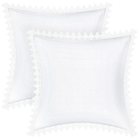 Set Di 2 Copricuscini 45x45 Cm Con Bordo In Pizzo A Fiori - Foto 2