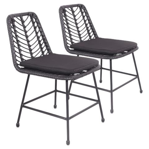 Set Di 2 Sedie In Rattan Sintetico Nero Con Cuscini Oka - Foto 1