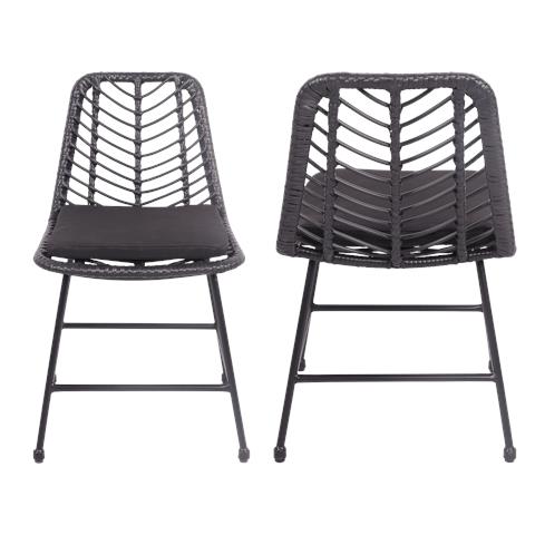 Set Di 2 Sedie In Rattan Sintetico Nero Con Cuscini Oka - Foto 8