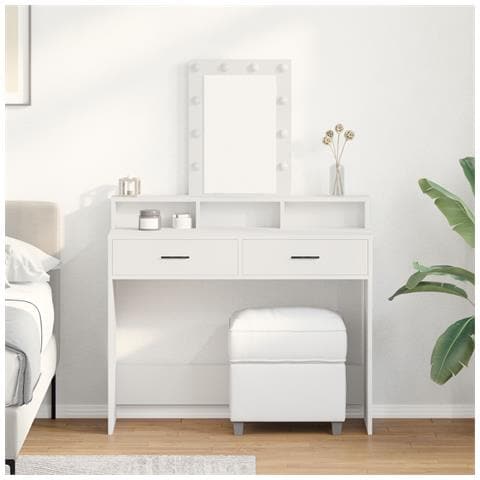 Tavolo da trucco con luci a LED Bianco 100x41x140 cm - Foto 2