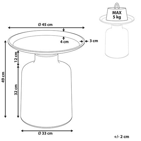 Tavolino Dove Metallo Bianco/oro - Foto 6