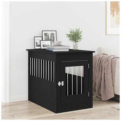 Mobile per cuccia per cani Rovere Nero 80x55x68 cm in legno ingegnerizzato - Foto 2