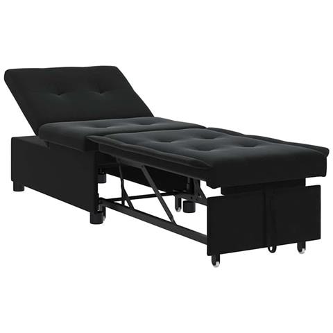 Divano Letto Nero 67 x 194 x 38 cm Velluto - Foto 1