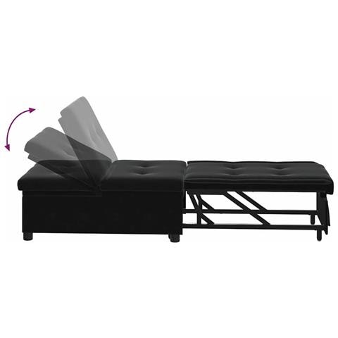 Divano Letto Nero 67 x 194 x 38 cm Velluto - Foto 9