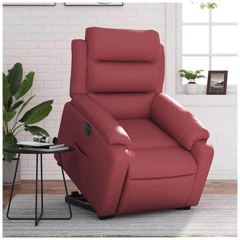 Poltrona Alzapersona Reclinabile Rosso Vino in Similpelle - Foto 2