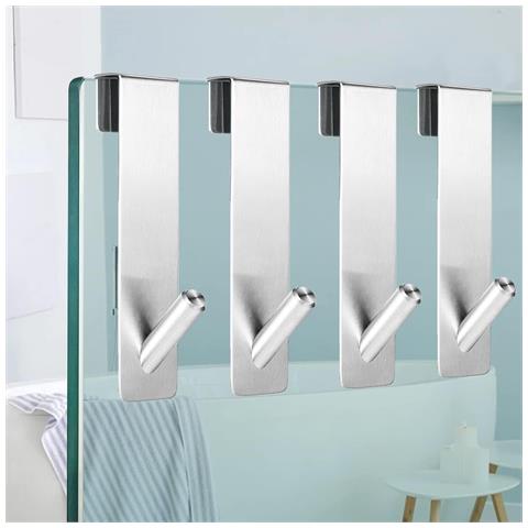 Set Di 4 Ganci Per Doccia Senza Foratura, Ganci In Acciaio Inossidabile Per Porta Doccia In Vetro Silver - Foto 4