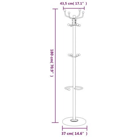 Appendiabiti con Portaombrelli Bianco 180 cm Ferro Verniciato - Foto 8