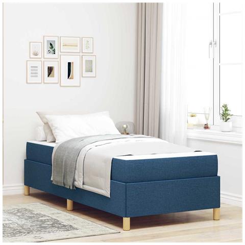 Letto a molle con materasso Blu e Bianco 90 x 190 cm Tessuto - Foto 2